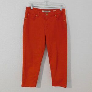 Jones New York Soho Crop Jeans Size 10 Burnt Orange Red Cotton Stretch Comfort